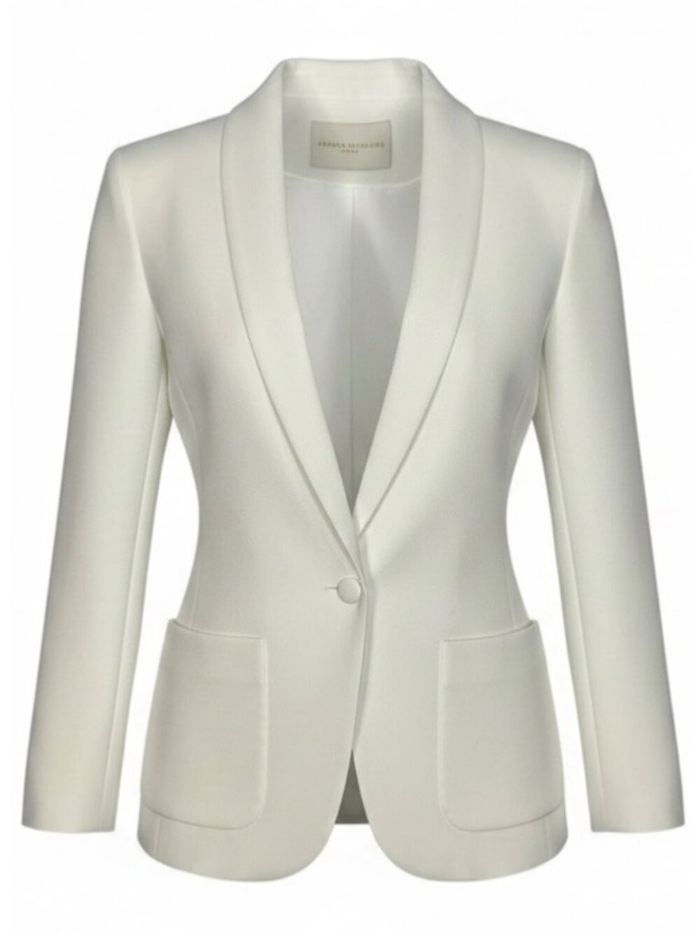 Amanda Uprichard Shawl Collar Blazer L Ivory Cream Pockets DEFECT